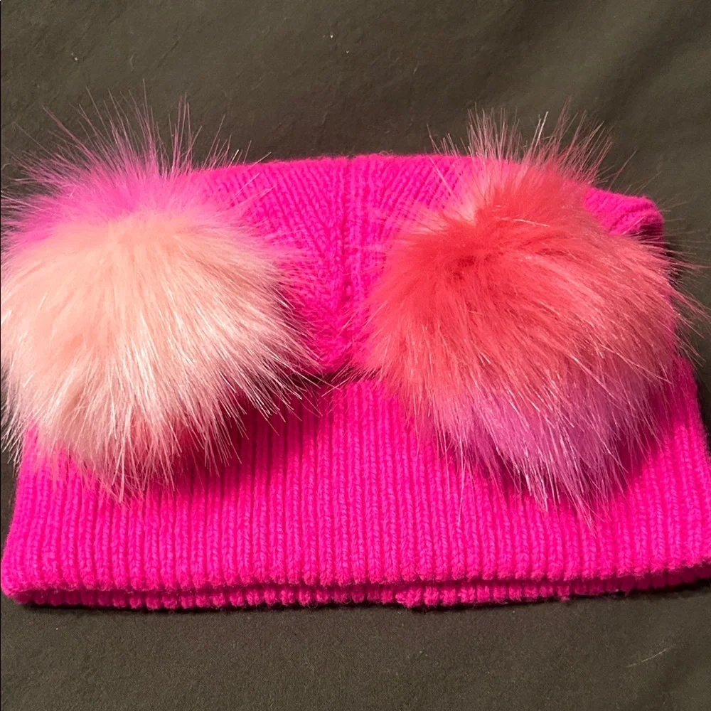 Crewcuts Vibrant Pink Kids Beanie with Pom-Poms